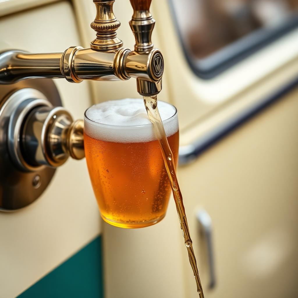 Bière dorée servie depuis une tireuse en laiton